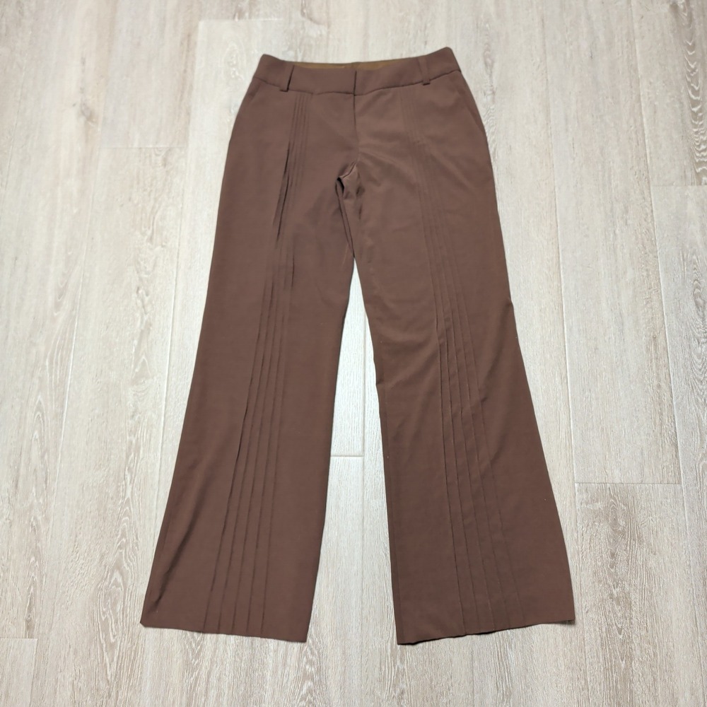 Etcetera Womens Brown Wide Leg Pintuck Pleat Dress Pants Trousers Size 10 31x33